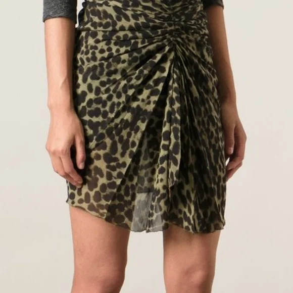Isabel Marant Etoile Collen Gathered Leopard Skirt - Picture 4 of 8